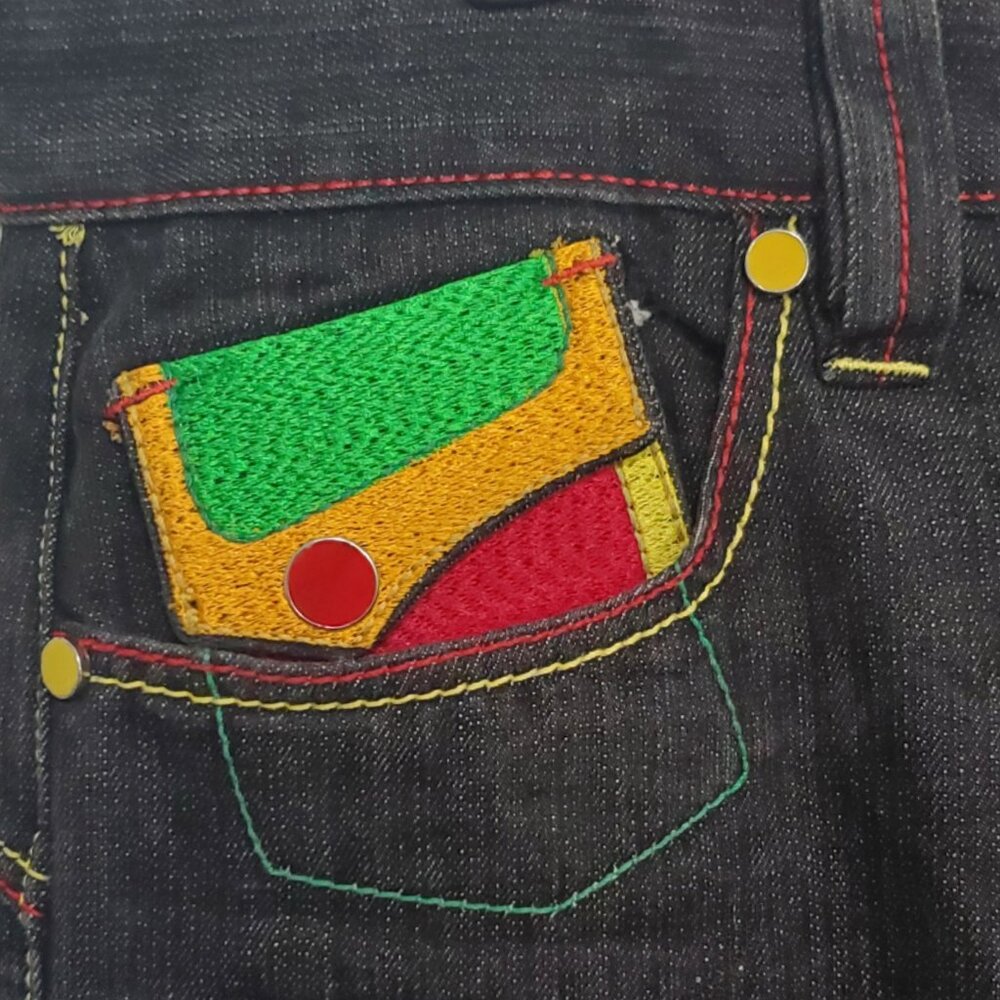 Authentic COOGI Men's Jeans Colorful Embroidered Yellow, Green, Blue, Red- 34x34 - Picture 5 of 14